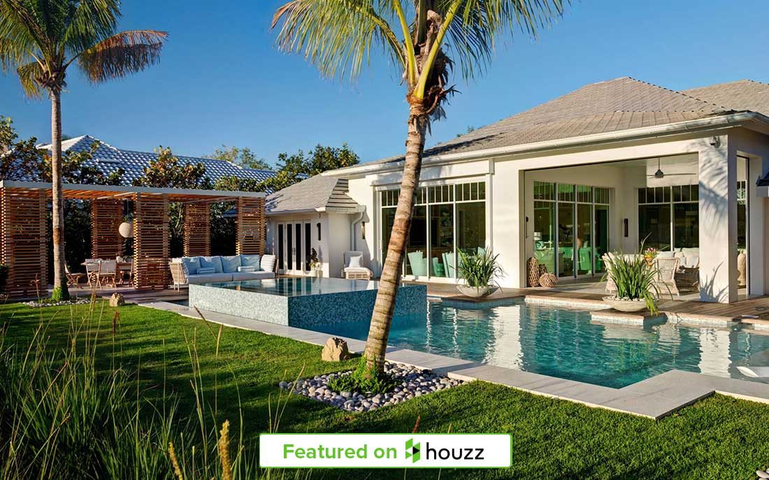 Relaxing Naples, Florida home backyard featured on Houzz designed by Kukk Architecture and Design, P.A | Blog: Kukk Architecture Featured on Houzz for "Patio of the Week: Breezy Lakeside Terrace in Florida"