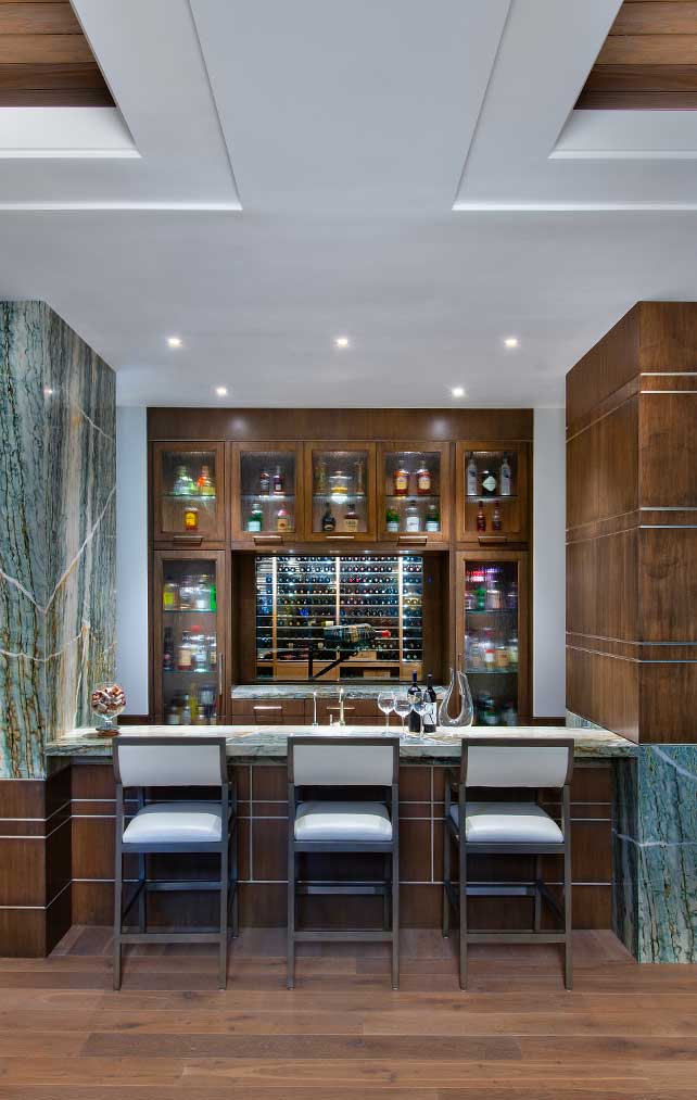 Interior bar area of Galleon Estate in Naples Florida, single family home designed by Kukk Architecture & Design Naples Architecture Firm
