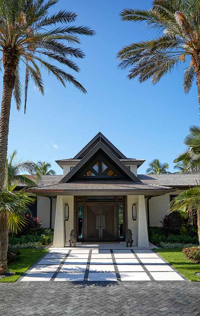 Exterior of Tranquility Estate in Naples Florida, single family home designed by Kukk Architecture & Design Naples Architecture Firm